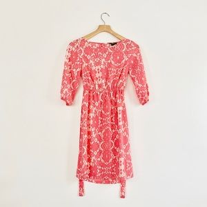 H&M Tie Waist Pink & Cream Floral Dress